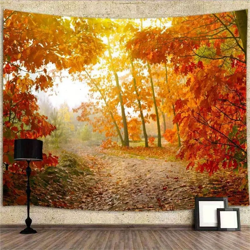 "Orange Leaf Autumn Forest"tapestry-Vibrant Wall Decor with, Bedroom, Office Perfect Eid Al-Adha Mubarak Gift Idea Colorful Wall Hanging Decoration Design Decorating Interior