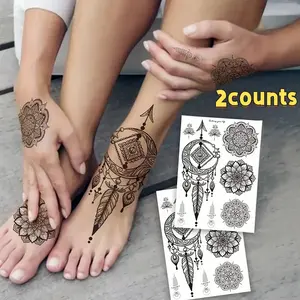 Mandala Tattoo Stickers, Waterproof Temporary Tattoos, Waterproof Fake Tattoos, Lace Lotus Design, Suitable for Arms, Neck, Fingers, Weddings, Festivals, Parties