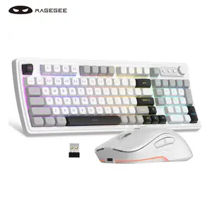Magegee Gk990 Rechargeable Wireless Keyboard & Mouse Combo, 95% Compact Layout, Cloud Aesthetic, 2.4GHz Plug & Play, 4000mah Battery, RGB Backlit