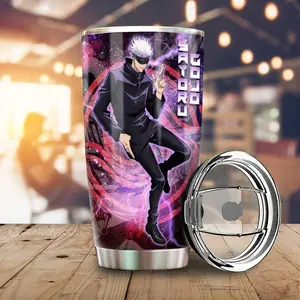 [New Anime Drinkware - Sale Up To 35%] Satoru Gojo Tumbler Cup, Jujutsu Kaisen Anime Galaxy Manga Style, Powerful Sorcerer Travel Cup, Space Anime Design For Gojo Fans