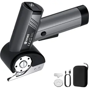 EYPINS Electric Cardboard Cutter Rechargeable - Cordless Rotary Electric Scissors with 4 Speed,Powerful Shear for Fabric,Box,Leather,Carpet, Packaging-Ergonomic Grip,LED Display,2 Safety SK5 Blade