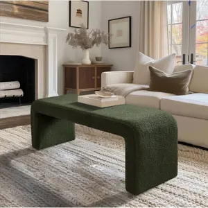 52”W Modern Boucle Waterfall Bench – Chic & Cozy Seating