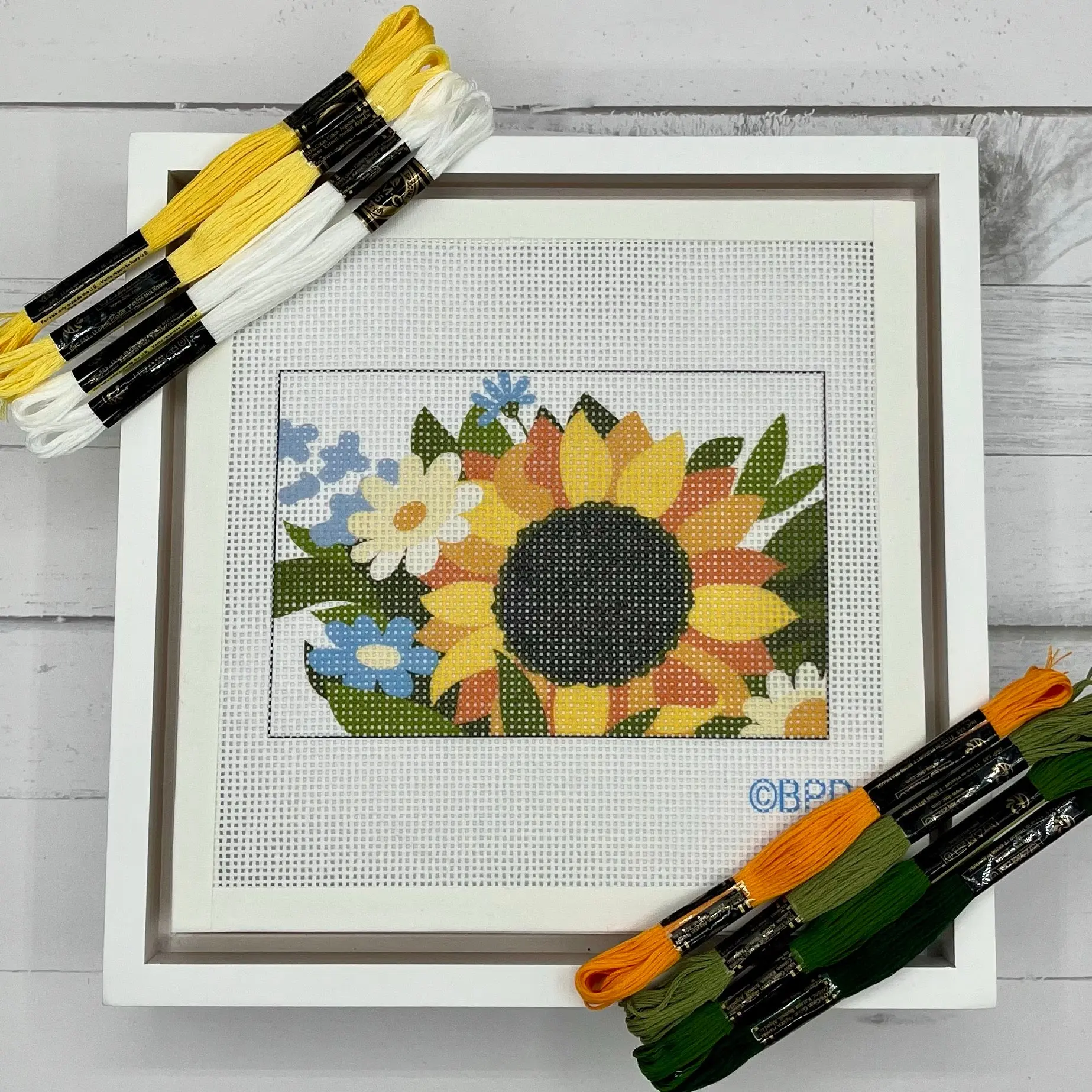 Sunflower with Daisies and Wildflowers Needlepoint Kit