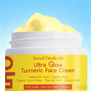 Seoul Ceuticals Turmeric Face Cream Ultra Glow - 60ml, Infused with Hyaluronic Acid, Glycolic & Salicylic Acid for Radiant Skin
