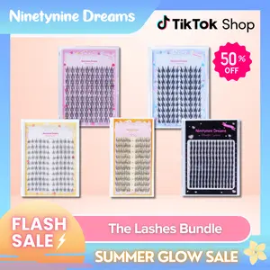 Ninetynine Dreams 520PCs Lashes Bundle - Butterfly, Fantasy, idol, Sunflower, Bunny Ear | Waterproof Long-Lasting Reusable Beginner-Friendly DIY Eyelash Clusters Ultra-Thin Band Anime Manhua Style Mix of Natural & Dramatic Individual False Lashes