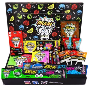 Brain Blasterz Sour Candy Snack Box – 15 Piece Sour Candy Variety Pack, Individual Wrapped Lollipops, Hard Candy, Chewy Candies & Sour Powder – Fun Gift for Easter, Halloween, Christmas & Birthdays