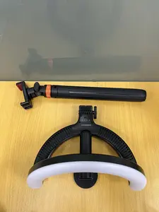 YUENHOOUS 10 Inch Magnetic Overhead Phone Mount with Adjustable Ring Light, 5000mAh Desktop Tripod with Battery Display, 180° Foldable LED Selfie Light, 360° Rotatable Phone Stand for Live Streaming, Video Recording, Cooking and Craft Creation