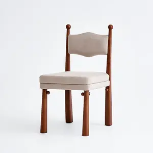 HG PLVTII Solid Wood Dining Chair, Luxury White Modern Statement Waxwood Dining Seat for Stylish Dining Spaces with Microfiber Leather Cusion