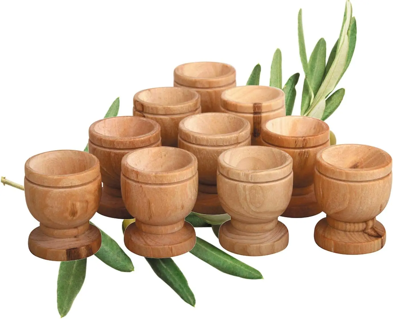 10 Mini Communion Cups Set in a  Bag (Approx 1.5 Inch). Hand Carved Kiddush Cup from Olive  - for Church, Ministry & Worship events with Certificate of Origin.