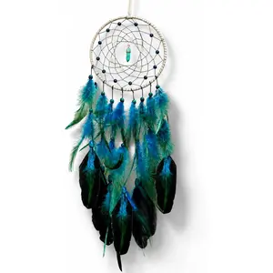 Blue Dream Catchers Luminous Dream Catcher for Boys Girls Kids Bedroom Handmade Nature Feather Decor Wall Hanging
