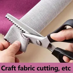 1Pc Stainless Steel Serrated Lace Scissors with Sharp Jagged Blades & Tip, Heavy Duty Cutting for DIY Crafts, Sewing & Lace Making, Professional & Amateur Craft Scissors