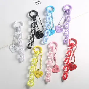 Ins Jelly Color Acrylic Chain Resin Heart AirPods Protective Pendant Bag Keychain DIY Chain