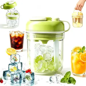Summer Ice Cup 3 in 1 Water Cup, 2026 New Ice Cube Mold Bottle with Straw Lid, Flexible Ice Maker Maker with Handle for Coffee Juice Cold Drinks Travel Gym Freezer Home Kitchen