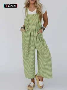 Women's Plaid Print Pocket Wide Leg Overalls Jumpsuit, Casual Sleeveless Jumpsuit for Daily Wear, Ladies Clothes for All Seasons