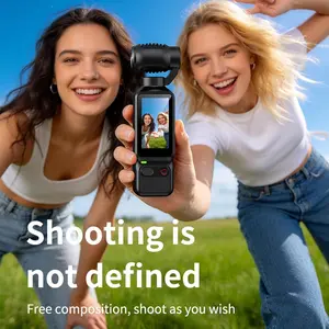 HD handheld gimbal camera, rotatable lens, display sports camera, portable video recorder suitable for cycling and outdoor activities