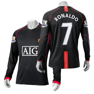 0708 Away Champions League Black CR. 7 Long Sleeve Soccer Jersey