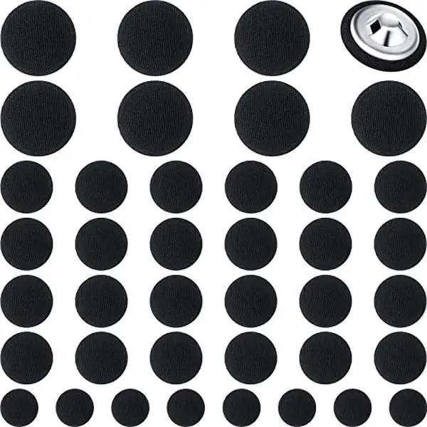 40 Pcs Black Buttons, Fabric Cloth Covered with Metal Shank Round Button Tuxedo Suit Vintage Black Coat Sewing Buckle Jacket Coat Blouse Jeans Dress Bridal Gowns Buttons(18mm/15mm/10mm)