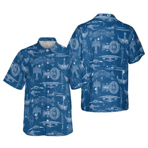 Trek Star Space Ship Empire All Hawaiian, Summer Party Shirt, Buttom Down Shirt