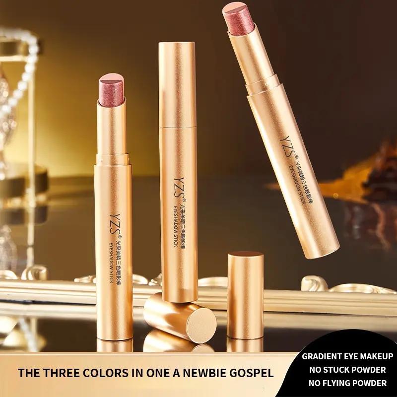 3-in-1 Beginner-Friendly Eyeshadow Stick, Quick-Set Smudge-Resistant Formula, One-Swipe Cream Shimmer Trio Shadow, Waterproof Long-Wear Liquid Eyeliner & Color-Shift Hydrating Lip Oil Makeup Kit