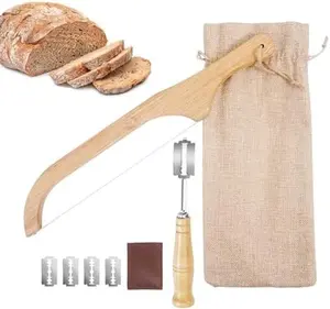 Wooden Bread Bow Knife 15.7" Serrated Knife for Homemade Bread with Fiddle Bow Design