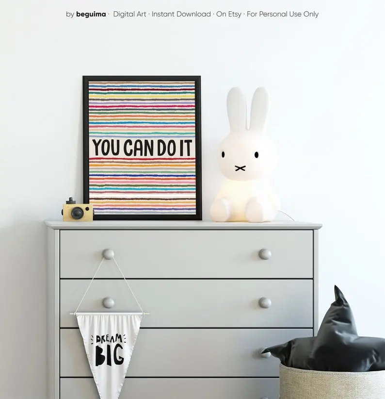 You Can Do It,Motivational Quotes Kids Prints Classroom Decor Teacher Posters Inspirational Wall Art Printable Office Signs - No Frame