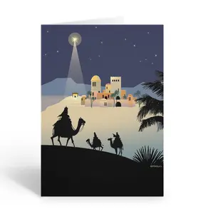 Stonehouse Collection | Three Wiseman Jouney To The Nativity Scene Christmas Cards | 18 Holiday Boxed Cards & Envelopes | Traditional City Town | USA Made