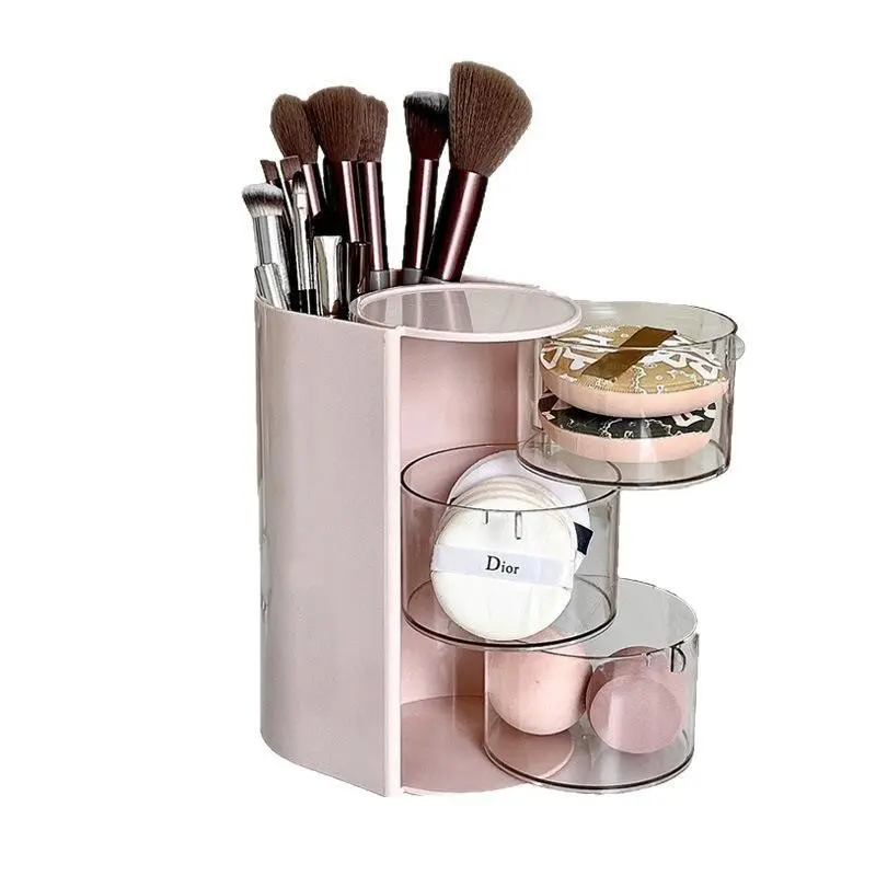 Rotating Makeup Organizer for Dressing Table, Brush Holder and Drawer, Large Cosmetic Storage, Desktop Perfume Organizer, Beauty Supplies Organizer