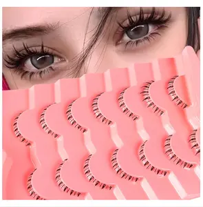 outopen 7 Pairs Bottom Lashes Clear Band Wispy Natural Look Lashes Japanese Manga Style Spiky Anime Lower Lashes Dramatic DIY Cosplay Bottom Eyelashes Reusable (A01)