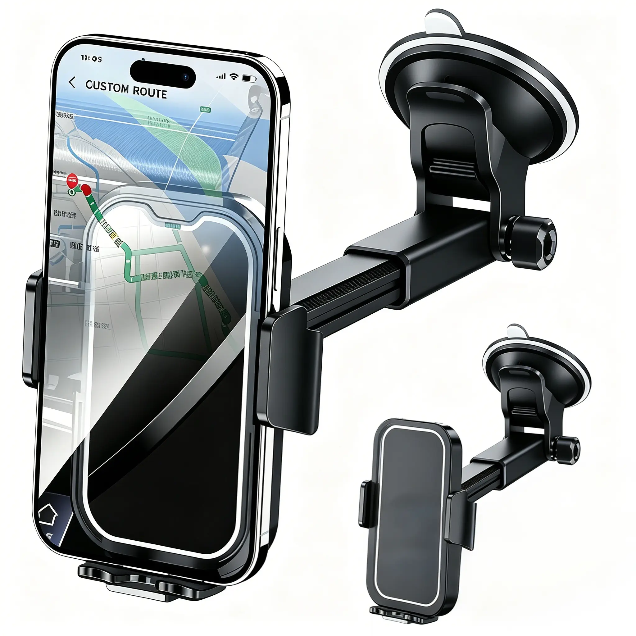 Car Phone Holder [Military-Grade Suction] Phone Stand for Car [Super Stable] Automobile Car Mount for iPhone Universal Accessories Air Vent Dashboard Windshield Mount Fit Vehicle Accessories