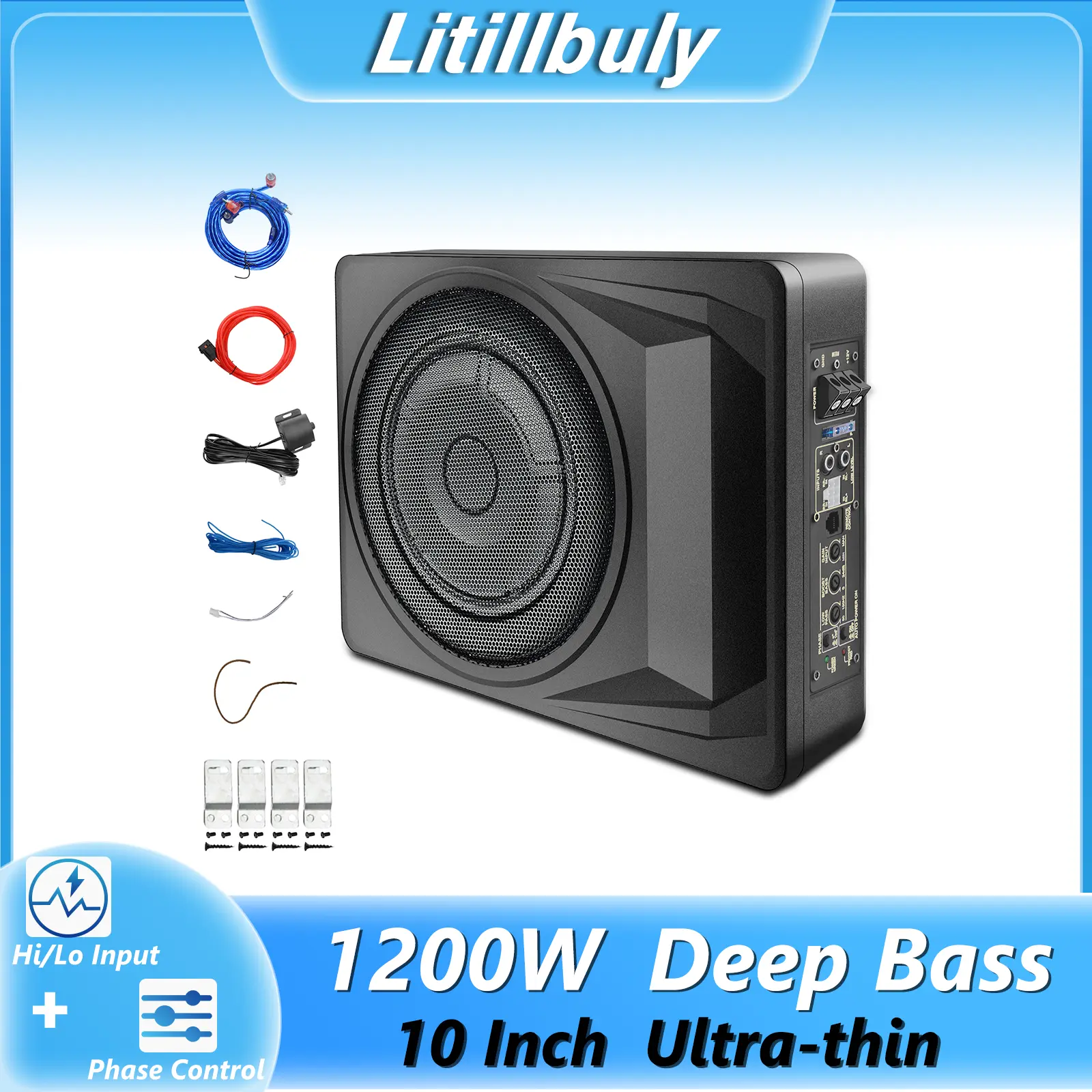 1200W Slim Under Seat Powered Car Subwoofer Efficient Heat Dissipation and Slim Profile