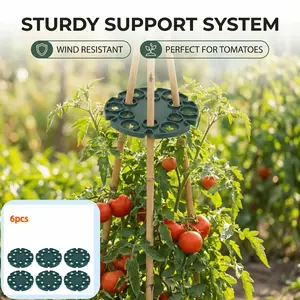 Plant Support Stakes 6/12 Pack, /dark Plastic Garden Connectors, Adjustable Trellis Rings, Tomato Cage Supports, DIY Stable, Wind-Resistant, Garden Supplies