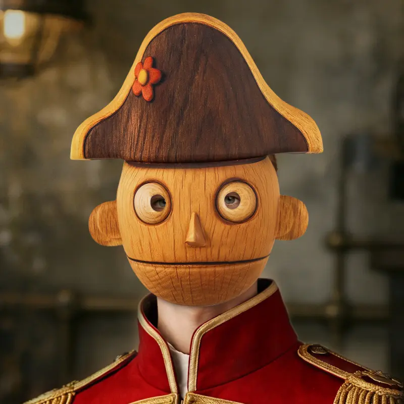 Simulated Wood Grain Nutcracker Puppet Mask Lightweight EVA Material Holiday Party Cosplay Supplies
