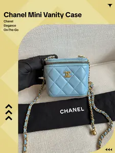 Pre-owned CHANEL Blue Gold Ball Mini Vanity Case