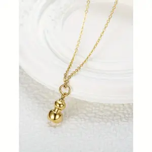 1 Piece of Simple and Elegant Stainless Steel Gourd Shaped Women's Pendant Necklace. Gourds Often Symbolize Good Fortune and Have Beautiful Meanings in Culture, Making Them Suitable As Gifts for Conveying Blessings