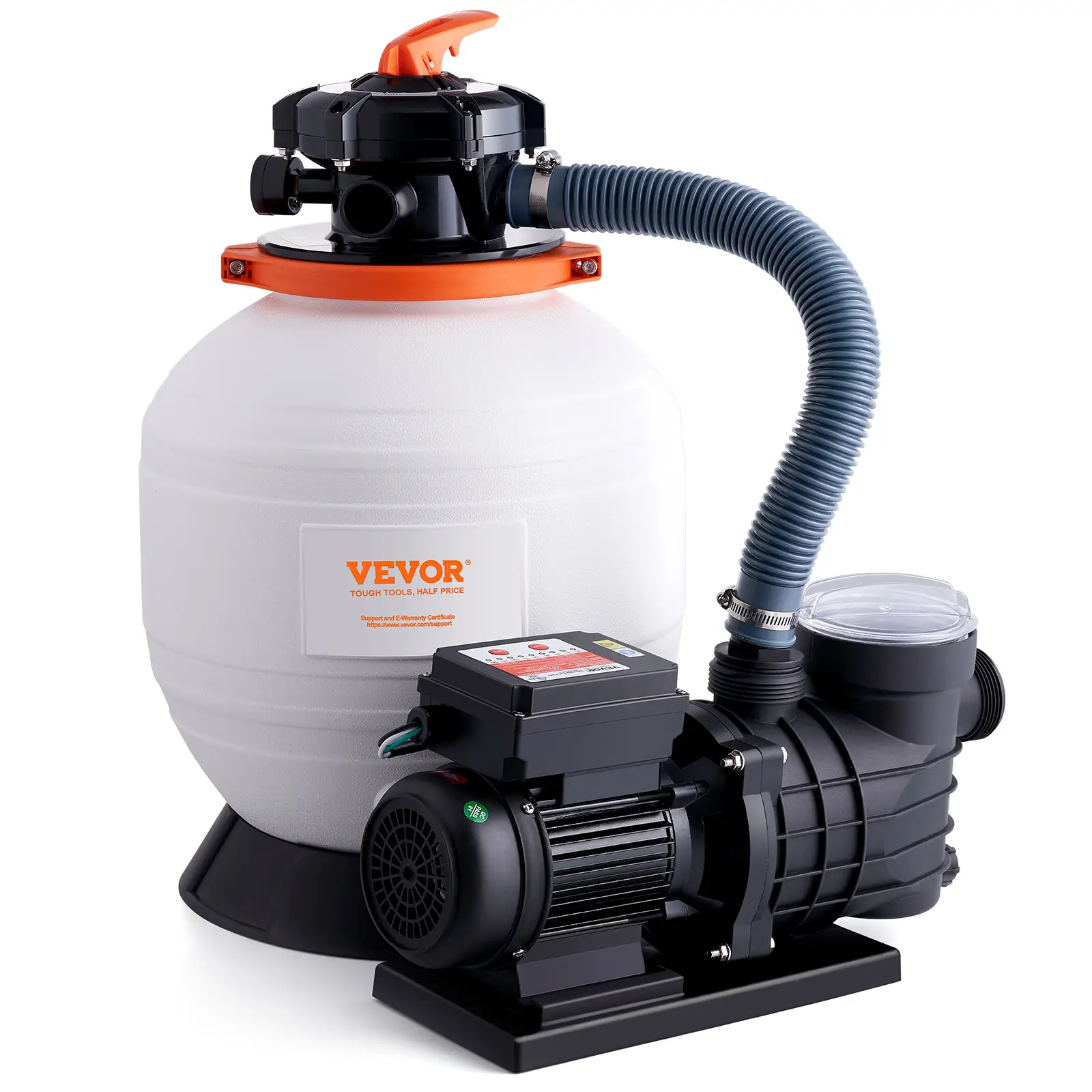 VEVOR Sand Filter Pump for Above Ground Pools, Various specifications, Swimming Pool Pumps System & Filters Combo Set with 6-Way Multi-Port Valve & St