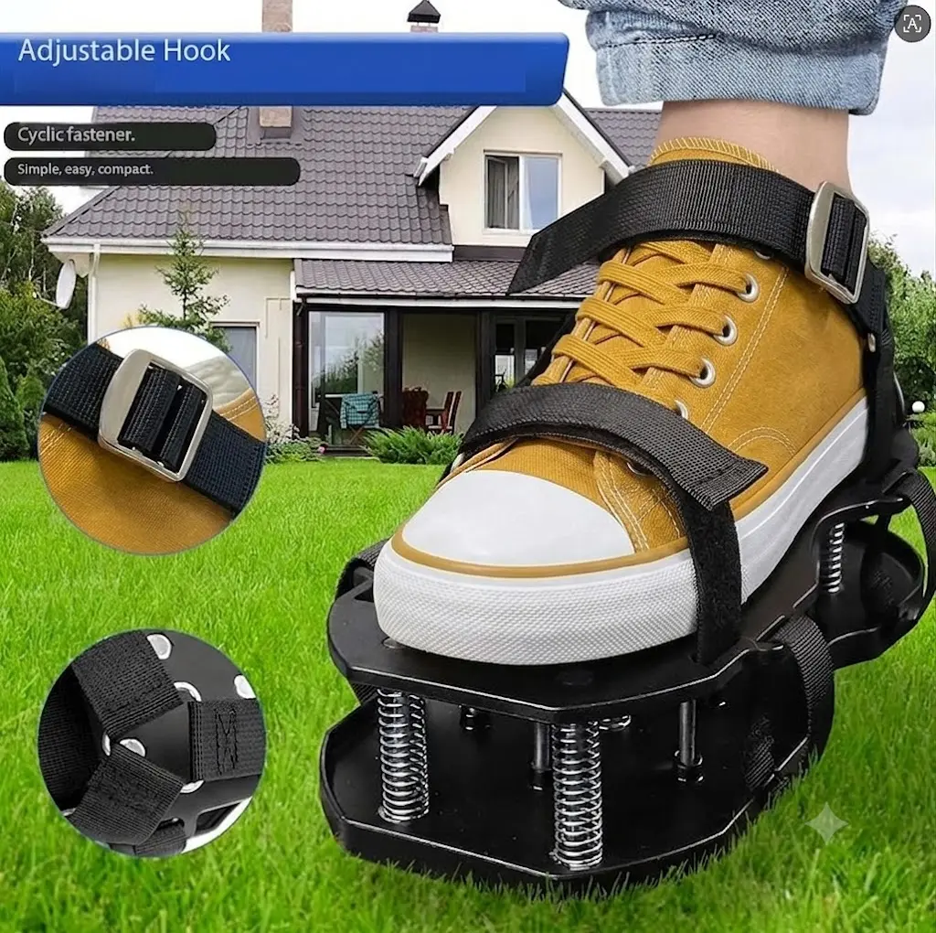 2026 New Lawn Aerator Shoes with Steel Spikes - Self-Cleaning Garden Sandals for Easy Yard & GrassCare