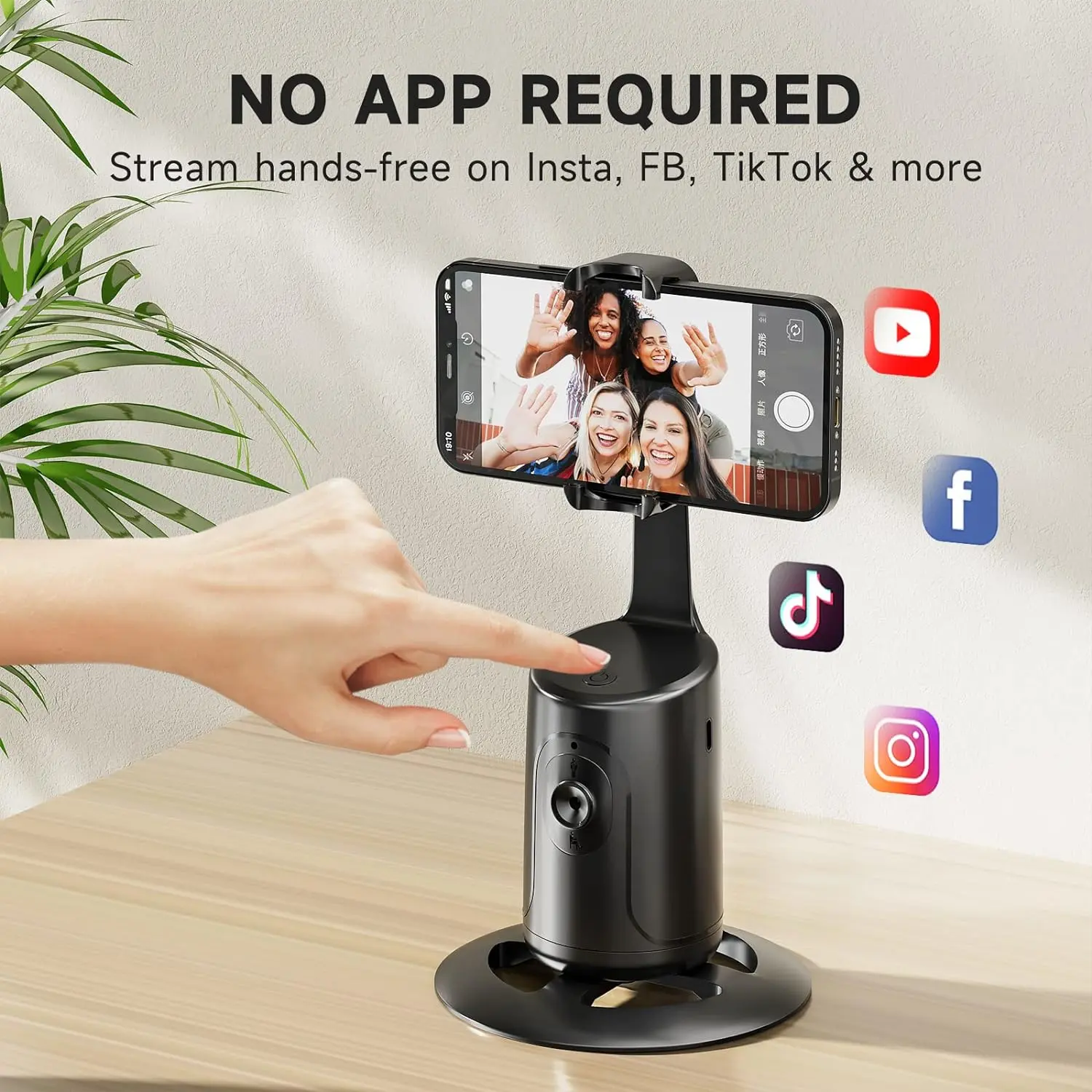 Auto Face Tracking Tripod - 360° Rotation Auto Tracking Phone Holder, No App, Phone Camera Mount with Remote and Gesture Control, Rechargeable Smart Shooting Holder for Video Recording, Tiktok