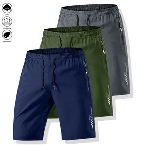 Three-piece set. Suitable for gym, training, sports, running, jogging, zipper pocket comfortable breathable quick dry exercise shorts