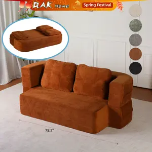 QAK 78.7" Flip-Flop Sofa Bed Converts Between Sofa and Bed Includes Plush Underblanket and Two Soft Large Pillows Ideal for Compact Living Spaces