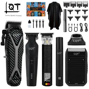 LQT 5-in-1 Professional Hair Clipper Kit: Carbon Fiber Clippers, Trimmers, Foil Shaver & Nose Trimmer for Men - Full Barber Set with Cape & Guards    clippers for men Cordless USB Rechargeable Hair Clipper Kit tiktokshopspringglowup