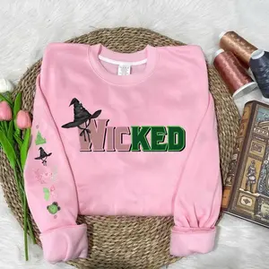 Wicked Colorful Sweatshirt, Defy Gravity Broomstick Magic Wand Hoodie, Wizard of Oz, Witch Pink and Green