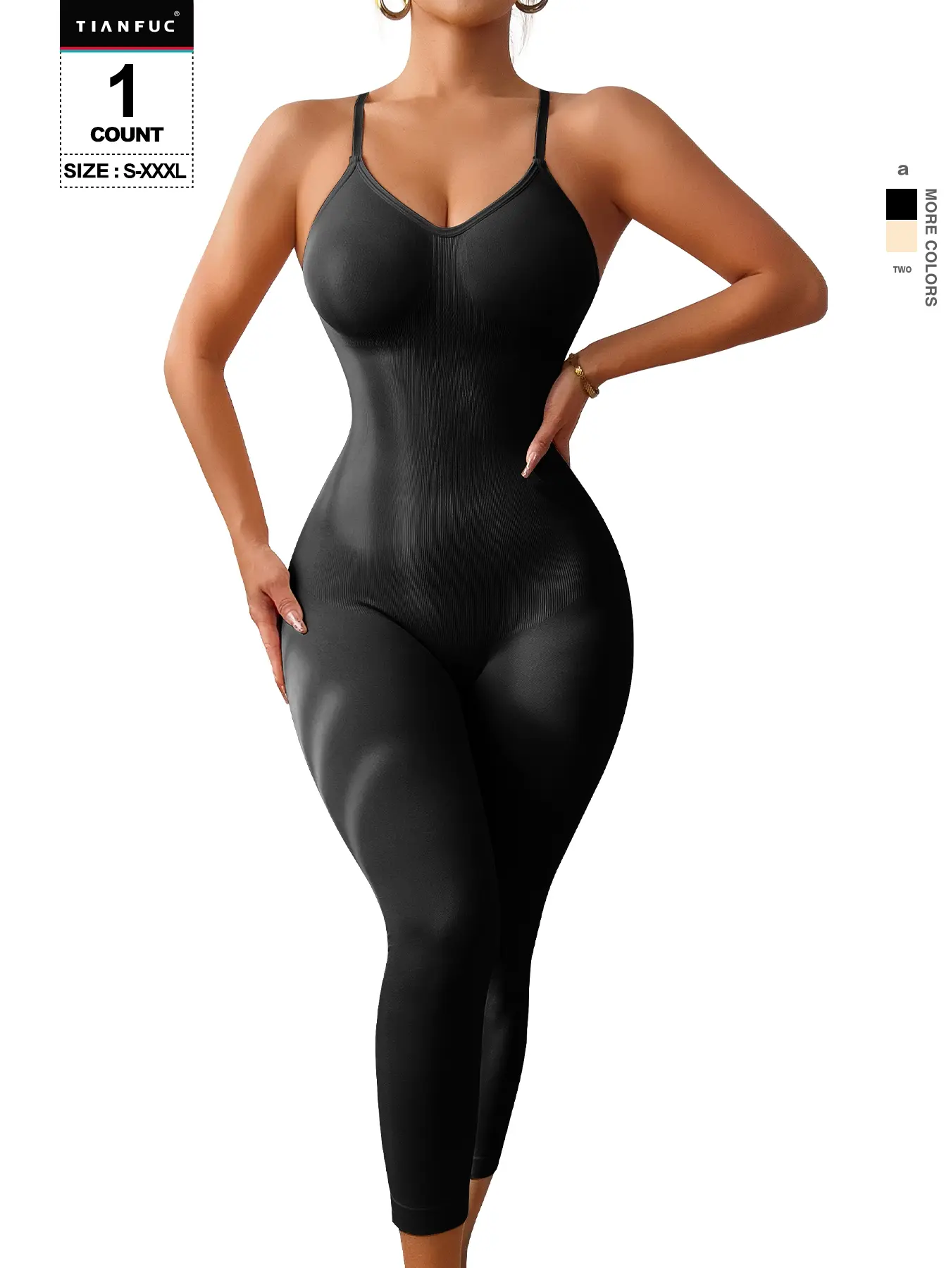 Women's Plain Spaghetti Strap Slimming Shaping Bodysuit Shapewear, Long Pants Style, Abdominal Control, Casual All-Season Wear, Moderate Fabric Thickness, Underwear