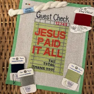Jesus Paid It All Needlepoint Canvas | Christian Needlepoint | Faith Needlepoint Canvas | 13 Mesh Needlepoint | Bible Verse Canvas