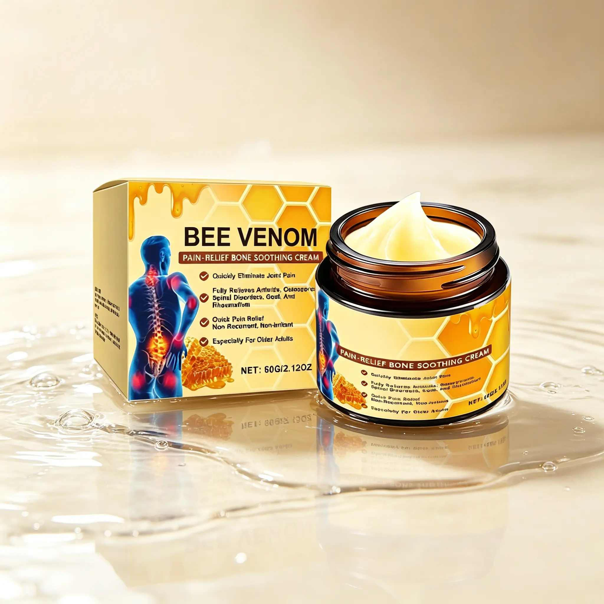 Bee Venom Comfort Cream 60g – Natural Soothing Body Cream for Joints & Muscles, Mild Formula for Daily Use