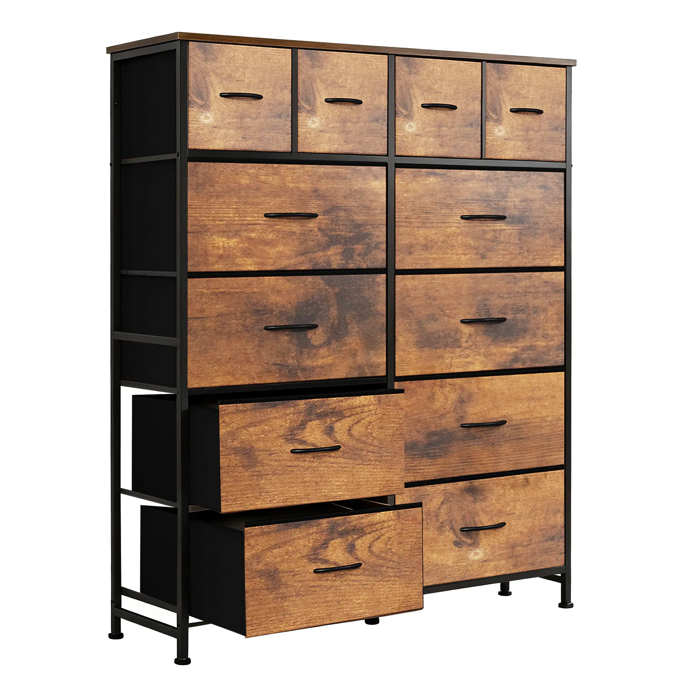 39.37" W 12-Drawer Fabric Dresser with Wood Top, Storage Chest