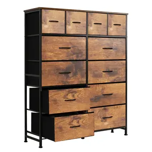39.37" W 12-Drawer Fabric Dresser with Wood Top, Storage Chest