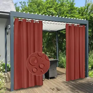 100% Waterproof Outdoor Curtains Windproof Weatherproof Porch Curtains, Premium Thick Outdoor Privacy Grommet Top Panels for Patio, Gazebo and Pergola, 2 Panels, 54x84 inch, Terra Red