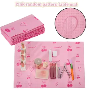 Nail table pad paper pink pattern random table pad disposable hand pad cleaning table pad nail salon special tool spring enthusiast beginner  tech kit