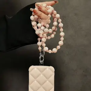 [A203] Mobile phone lanyard, Phone Charms, Xingyue Bodhi acrylic long handmade beaded mobile phone case chain with gasket wrist anti-lost hand chain DIY mobile phone chain