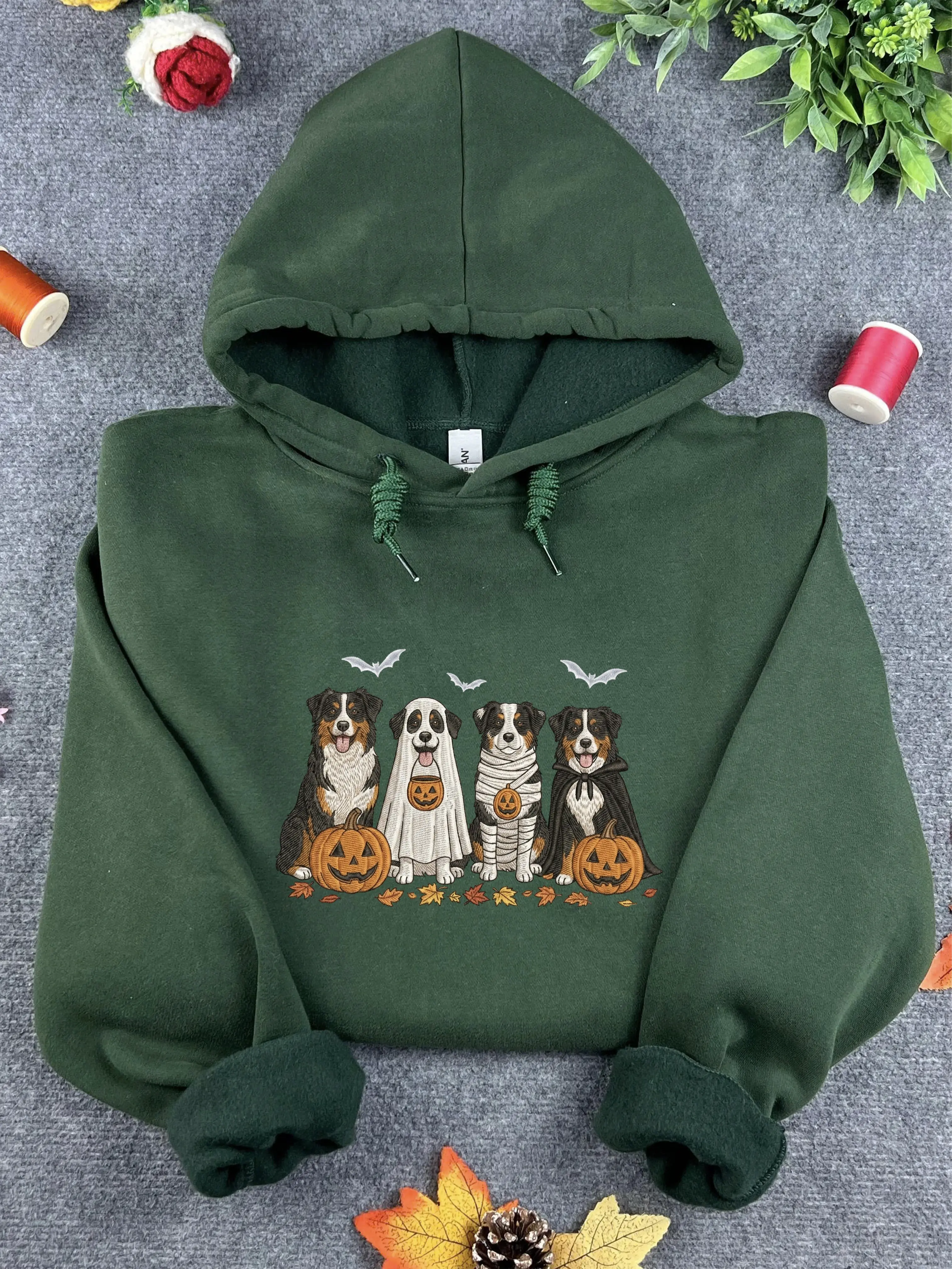 Australian Shepherd Embroidered Sweatshirt, Spooky Dog Crewneck, Shepherd Mom Gift